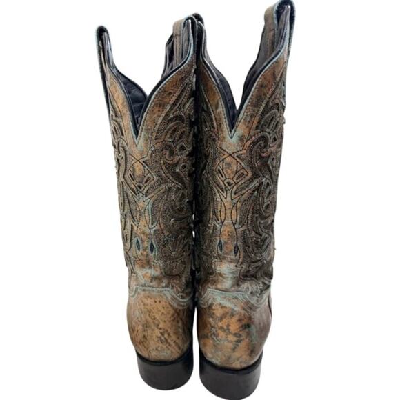 Women’s J.B. Dillon Reserve Distressed Turquoise Patina Western Boots – Size 11B - Picture 5 of 11